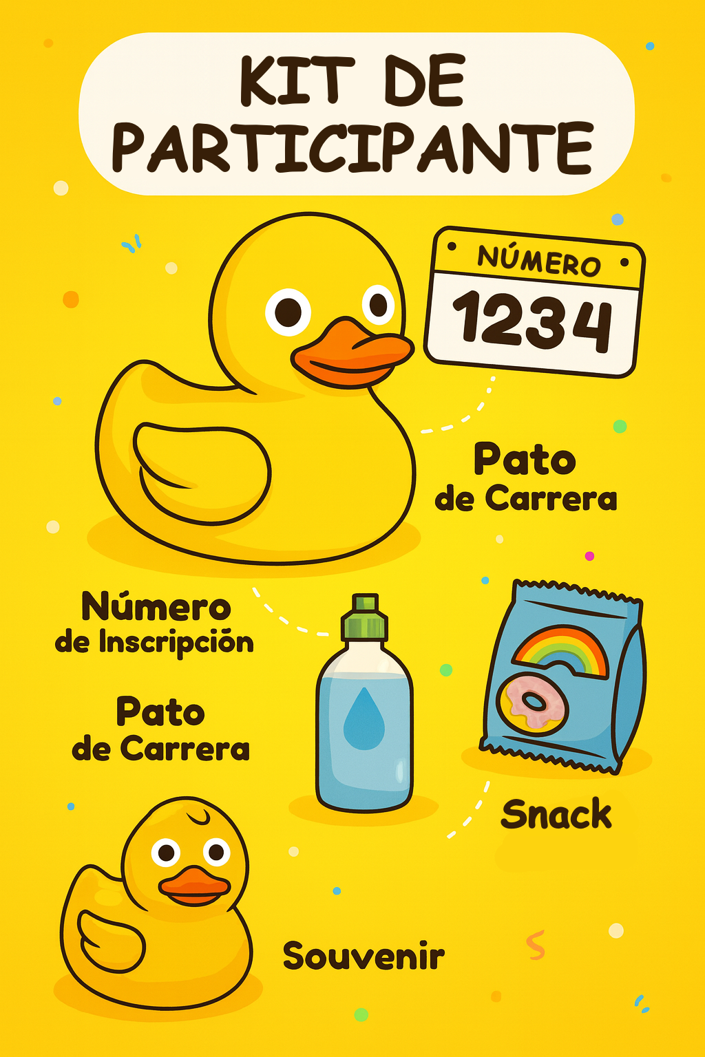 Kit de carrera con pato y souvenirs
